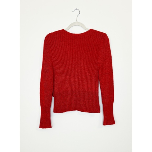 C/MEO Collective Feature Knit Crossover Sweater Top Red S - Picture 5 of 7